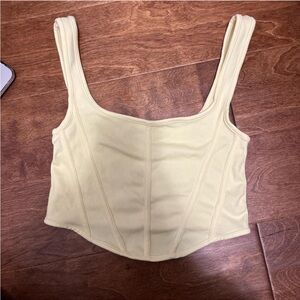 Women’s Square Neck Corset Tank Top - Light Yellow